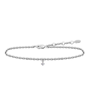 Браслет декоративный из белого золота с бриллиантом, плетение якорное