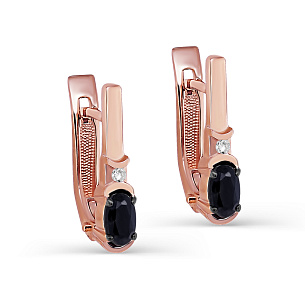 Серьги с английским замком из красного золота с сапфиром