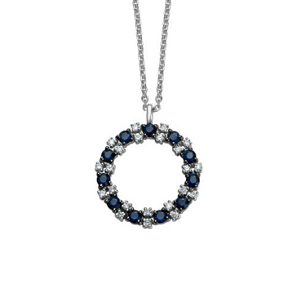 Колье из белого золота с бриллиантами, сапфирами