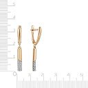 Серьги с английским замком из красного золота с фианитом