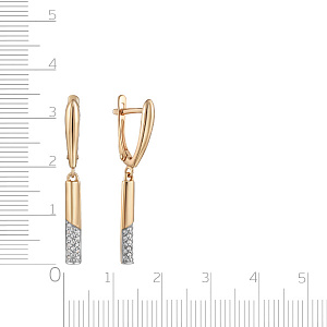 Серьги с английским замком из красного золота с фианитом