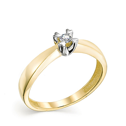 Кольцо из желтого золота с бриллиантом