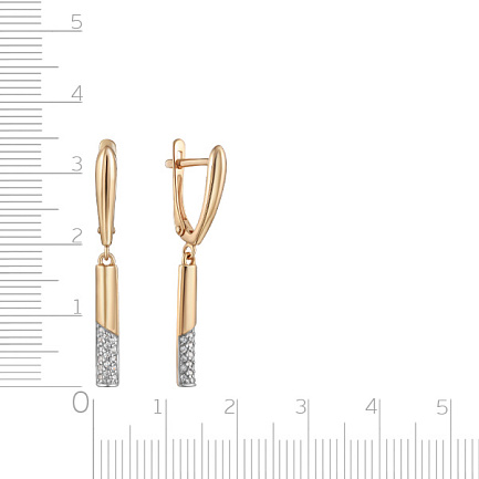 Серьги с английским замком из красного золота с фианитом