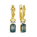 Серьги с английским замком из желтого золота с бриллиантами