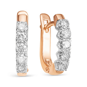 Серьги из красного золота с бриллиантом