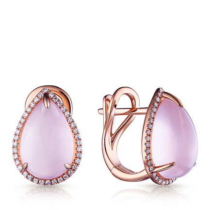 Серьги с английским замком из красного золота с бриллиантами