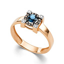 Кольцо из красного золота с бриллиантами, сапфиром