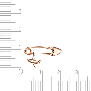 Булавка детская из красного золота с фианитом