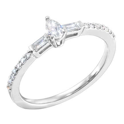 Кольцо из белого золота с бриллиантами