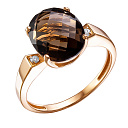 Кольцо из красного золота с бриллиантами, раухтопазом