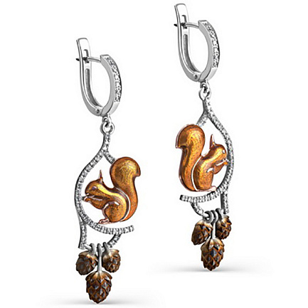 Серьги с английским замком из белого золота с бриллиантами