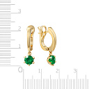 Серьги с английским замком из желтого золота с изумрудами