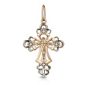 Крест из красного золота с фианитом
