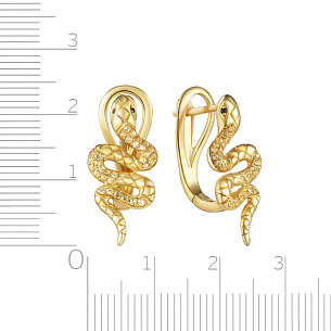 Серьги с английским замком из желтого золота с сапфиром