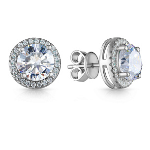 Серьги из серебра с фианитом