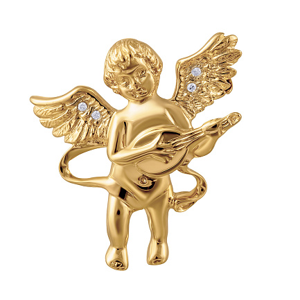 Брошь из желтого золота с бриллиантами