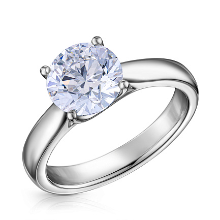 Кольцо из белого золота с бриллиантом