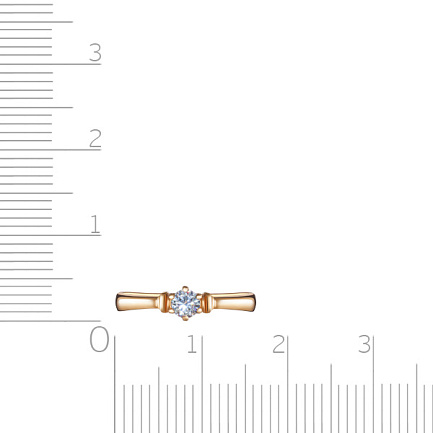 Кольцо из красного золота с фианитом
