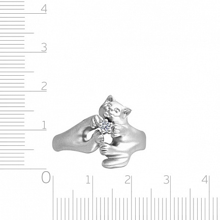 Серебряное кольцо с фианитом Кошка