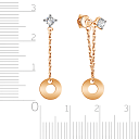 Пусеты из красного золота с фианитом