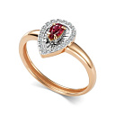 Кольцо из красного золота с бриллиантами, рубином