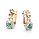 Серьги с английским замком из красного золота с бриллиантами