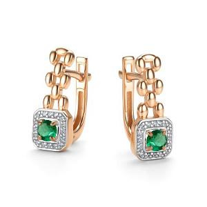 Серьги с английским замком из красного золота с бриллиантами