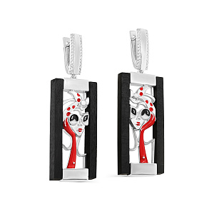 Серьги с английским замком из серебра с фианитами