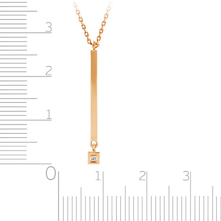 Колье из красного золота с бриллиантом, плетение якорное