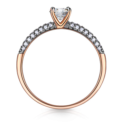 Кольцо из красного золота с фианитом