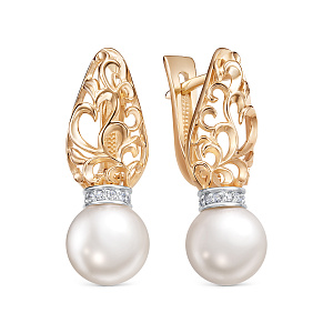 Серьги с английским замком из красного золота с бриллиантами