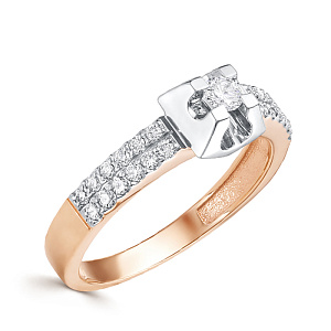 Кольцо из красного золота с бриллиантами