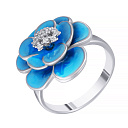 Кольцо из серебра с фианитом, эмалью