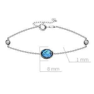 Браслет декоративный из белого золота с топазом, плетение якорное