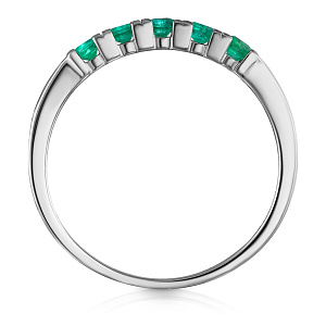 Кольцо из белого золота с изумрудами