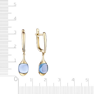 Серьги с английским замком из желтого золота с топазом