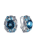 Серьги из белого золота с бриллиантами, сапфирами