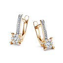 Серьги с английским замком из красного золота с бриллиантами