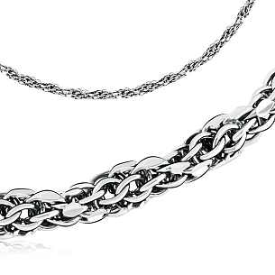 Цепь ручной работы из серебра, плетение каприз