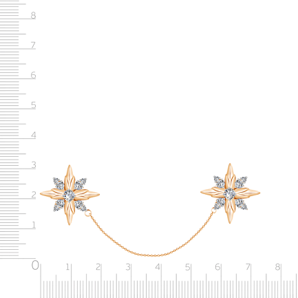 Брошь из красного золота с фианитом