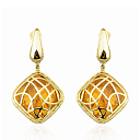 Серьги из желтого золота с цитрином