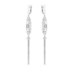 Серьги с английским замком из белого золота с бриллиантами