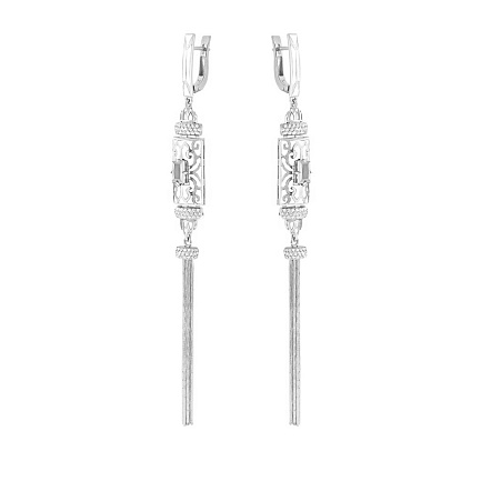 Серьги с английским замком из белого золота с бриллиантами