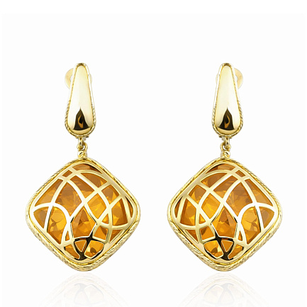 Серьги из желтого золота с цитрином