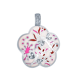 Подвеска из серебра с фианитом, эмалью