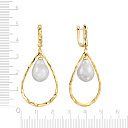 Серьги с английским замком из желтого золота с жемчугом