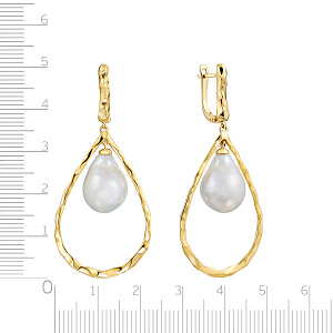 Серьги с английским замком из желтого золота с жемчугом