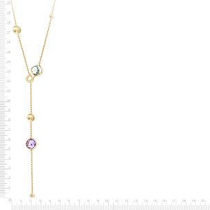 Колье из желтого золота с аметистом, плетение якорное