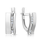 Серьги с английским замком из белого золота с фианитом