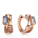 Серьги с английским замком из красного золота с морганитами